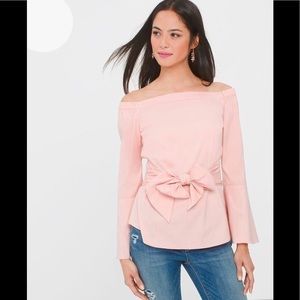 WHBM Blush Bell Sleeve Off the Shoulder Top